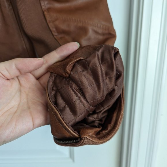 Real Fox Fur Trim Quilted Leather Biker Jacket - Picture 11 of 11